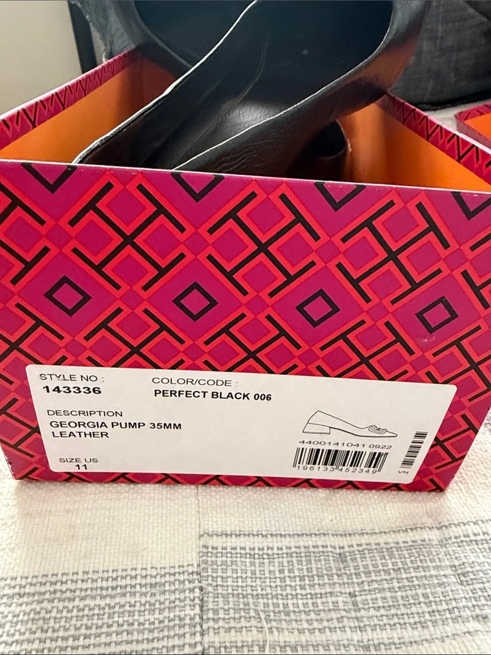Tory Burch Black Leather Georgia Pump, size 11
